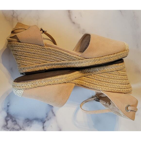 Schutz Womens Wedge Espadrille Heel Platform Sandals Ankle Strap Pink Beige 10 B - Picture 5 of 11
